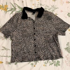 Collared Cheetah Cropped Top